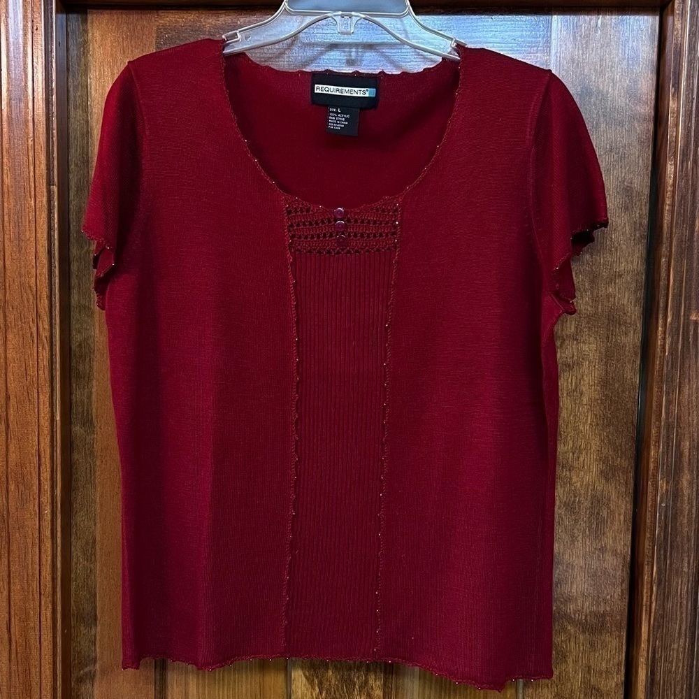 Requirements Sweater Embellished Sz L Cranberry EUC $5 ADD ON with‎ $15+ Bundle